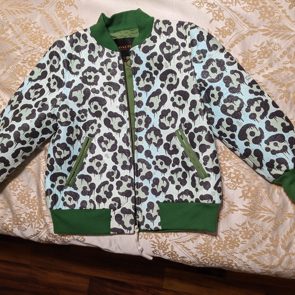 Coach Leopard Print Bomber Jacket